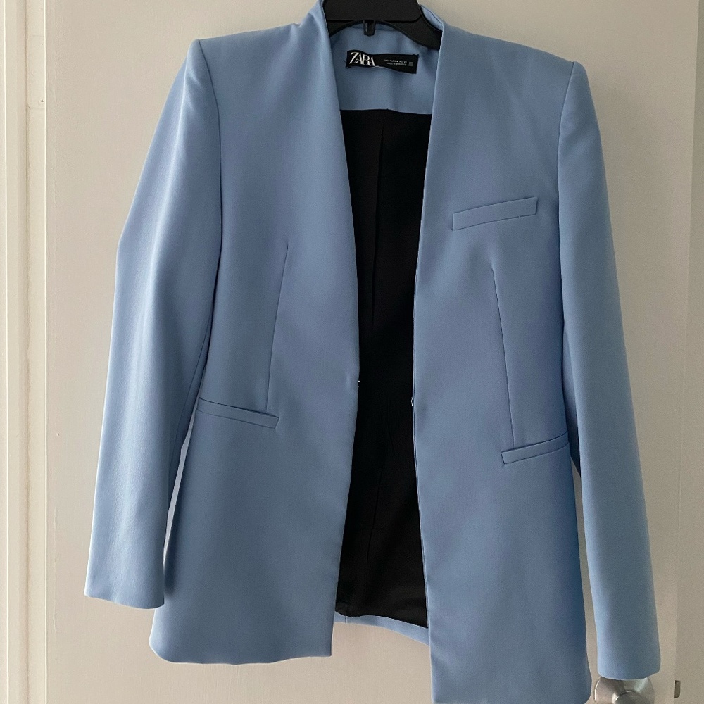 Zara Light Blue Blazer Size Medium